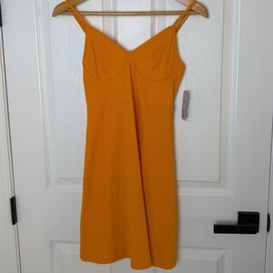Wild Fable Women Gold Ribbed Bustier Mini Dress Size S NWT Mustard Yellow 008RM1
